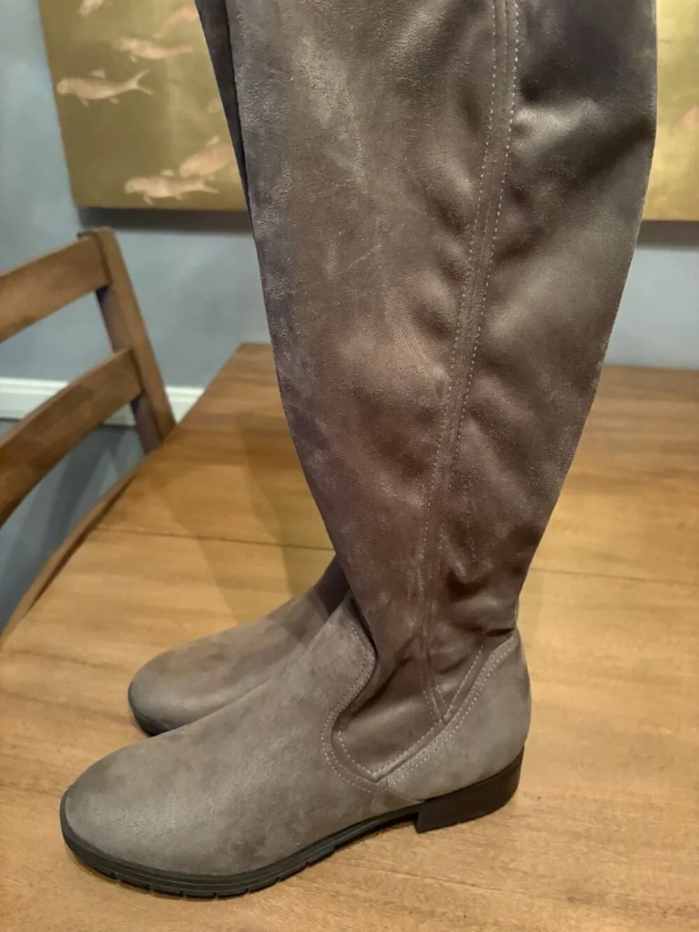 NWT Women's Marc Fisher Brown/Taupe Faux Suede Over the Knee Boots. Size 7